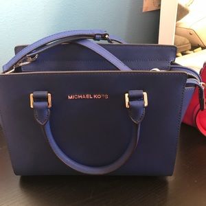 blue Michael Kors purse